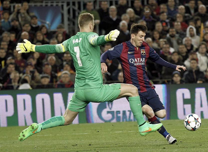 Il gigantesco Hart alza un muro davanti a Messi (LaPresse)